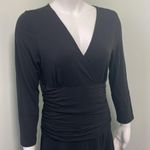 Betabrand  Black Shapeline Ruched Wrap Front Travel Stretch Jersey Dress Medium Photo 5