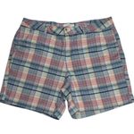 Dockers  Plaid Shorts Preppy Golf Womens Size 4 Pink Blue Photo 0