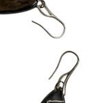 Polished Slate Stone White Zig Zag Rounded Triangle Earrings Gray Photo 8