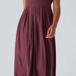 Halara  Amaranth Burgundy Breezeful V Neck Lightweight Waist Tie Midi Dress XL Photo 0