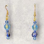 Vintage Estate Art Deco Faceted Little Beads Dangle Earrings Pierced Blue Photo 1