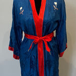 Elegant Blue and Red Women's Kimono Robe Photo 0