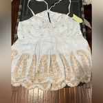 Anthropologie NWT Moulinette Soeurs Embroidered Peplum Halter top small sky blue Photo 3