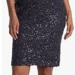 Marina Sequin Lace Cap Sleeve Sheath Dress in Gun Size small Photo 0