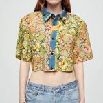 RE/DONE $295 NWT MULTI PINEAPPLE OVERSIZED CROPPED SHIRT SZ SMALL Photo 0