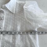 ZARA White Organza Puff Sleeve Polka Swiss Dot Semi Sheer Blouse XS Photo 10