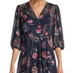 Calvin Klein Jeans Calvin Klein Women's Navy Blue Floral Chiffon High Low Maxi Dress 4 - NWT Photo 0