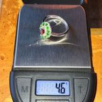 Natural Red Garnet Chrome Diopside Sterling Silver Halo Ring Size 10 Green Photo 6