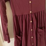Ouges Cottagecore Fit and Flare Long Sleeve Pocket Mini Dress Maroon Red Small Photo 2