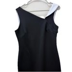 Calvin Klein NWT Calvin Klein Black White Asymmetrical Scuba Stretch Sheath Dress Size 10 Photo 5