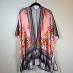 Umgee  Women's Open Front Kimono Cardigan Ruffle Hem Oversized Lightweight Sz S/M Photo 2