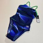 Speedo Womens Endurance+ One-Piece Swimsuit 6/32 Navy/Green Racing Cut Photo 0