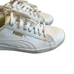 Puma Vikky Leather Sneaker White Gold Logo Lace-Up Tennis Shoes Size 8 Women's Photo 3
