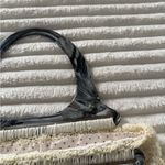 Vintage Ivory Crochet Bubble Purse Bag Faux Wood Handles Boho Hippie Gray Photo 8