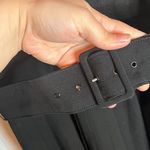 Victor Victoria black pleated belted wool dress Size 6 Photo 3