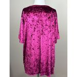 NEW Evri Top 1X Stretch Crushed Velvet Pocket Tee Shirt Magenta Pink Blouse Plus Photo 3