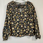 Universal Threads Women’s Long Sleeve Floral Blouse Grey & Orange Size XL Photo 0