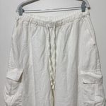 Gap Linen-Cotton Cargo Pull On Wide Leg Pants Size Large White Photo 4