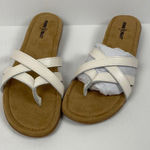 Minnetonka  Sunny Thong Sandals Women's Size 11‎ Narrow White Leather Criss Cross Photo 0