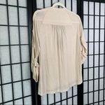 Anthropologie Cut Out Cold Shoulders V-Neck 3/4 Sleeve Shirt Top Beige Small Photo 5