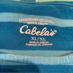 Cabela's Cabela’s Casual Blue Striped Scoop Neck 3/4 Sleeve Tee Photo 6