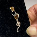 Classic Sterling Silver Snake Pendant With Baltic Amber Stone And Looping Tail Photo 2
