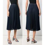 Fendi  Mohair Wool High Rise Perforated Pleated A-Line Midi Skirt Navy Women US 6 Photo 1
