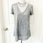 White House | Black Market WHBM Silver V-Neck Women's Top Small Photo 6