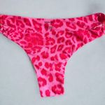 Mikoh  Uturoa Bikini Bottom Hot Pink Leopard Punch Side Acrylic Rings Large Photo 3