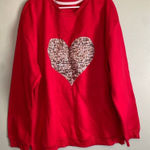 Boutique  Heart Glitter Crew Neck Sweater Size 4XL NWOT Photo 0