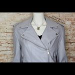 Bagatelle | Grey/Lavender Belted Moto Jacket Photo 3