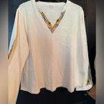 POL NEW Cream Sunflower Knit Flare Long Sleeve Top Large Photo 4