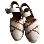 See By Chloe  Glyn Scalloped Edge Flat Espadrille Sandals Beige Sz 8.5 Photo 1