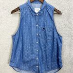Abercrombie & Fitch Abercrombie Fitch Button Up Denim Shirt Women Large Polka Dot Vintage Y2K Preppy Photo 0