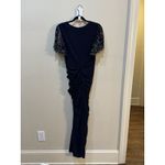 Betsy and Adam Betsy &‎ Adam Embellished-Sleeve Front-Slit Gown Size 4 Petite Navy Blue Photo 3