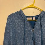 LOGO By Lori Goldstein Blue Ruffle Hem Zip Hoodie Size L Photo 5