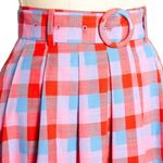 Barbie x Modcloth So Plaid It's Good Pink Pleated Belted A Line Midi Skirt Sz 26 Photo 3