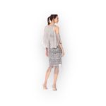 Slny new SL ᯾ Cold Shoulder Cape Popover Fringe Cocktail Dress ᯾ Silver ᯾ Small Photo 2