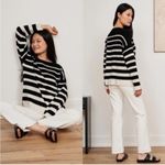 La Ligne 100% Cashmere Black and Cream Striped Sweater Photo 2