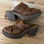 Born Pollina Platform Mules Clogs Brown Woven Leather Size 10 Photo 0