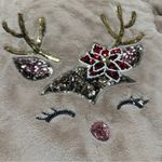 Fuzzy Fur Sequin Reindeer Christmas Sweater Pink Size M Photo 1