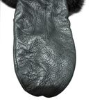 Ladies M Black Leather Mittens Faux Fur Trim Thinsulate Photo 3