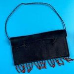 Chateau Women's Black Leather Fringed Boho Mini Purse Handbag Photo 0