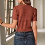 Rihoas Red Puffed Sleeve Knit Cardigan Photo 4