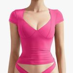 Trendy Queen Deep V Hot Pink Top Size XS Photo 0
