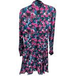 Haute Hippie  Floral Print Silk Henley Shirt Dress‎ S Photo 3