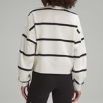 Lululemon NEW  Perfectly Oversized Cropped Crew Stripe Sweater Size 2 Cream NWOT Photo 1
