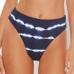 Becca NWT  Tie Dye Blue French Cut High Waisted Bikini Bottoms- Size Medium Photo 0