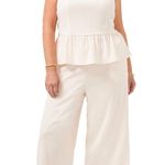 1. State Peplum Tank Top Soft Ecru Photo 2