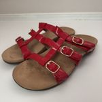 Vionic  Cherry Red Patent Misa Adjustable Hook & Loop Slide Comfort Sandals 8 Photo 1